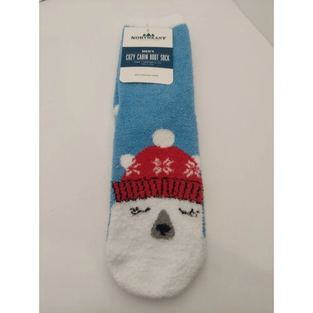 Northeast Outfitters Cozy Cabin Women's Size 5 10 Festive Socks Blue Polar Bear